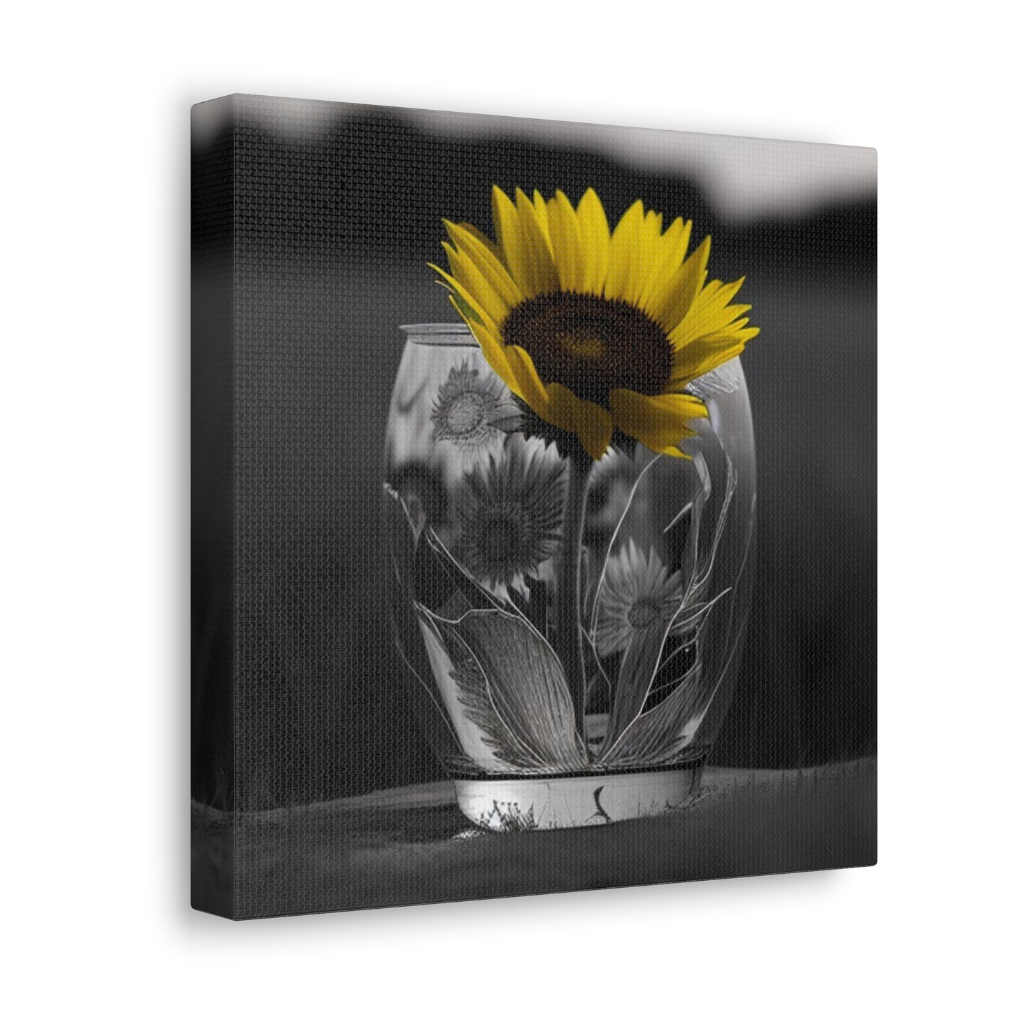 Canvas Gallery Wraps Yellw Sunflower in a vase 1
