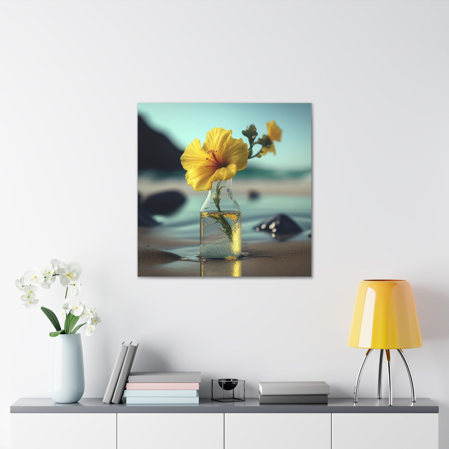 Canvas Gallery Wraps Yellow Hibiscus glass 3