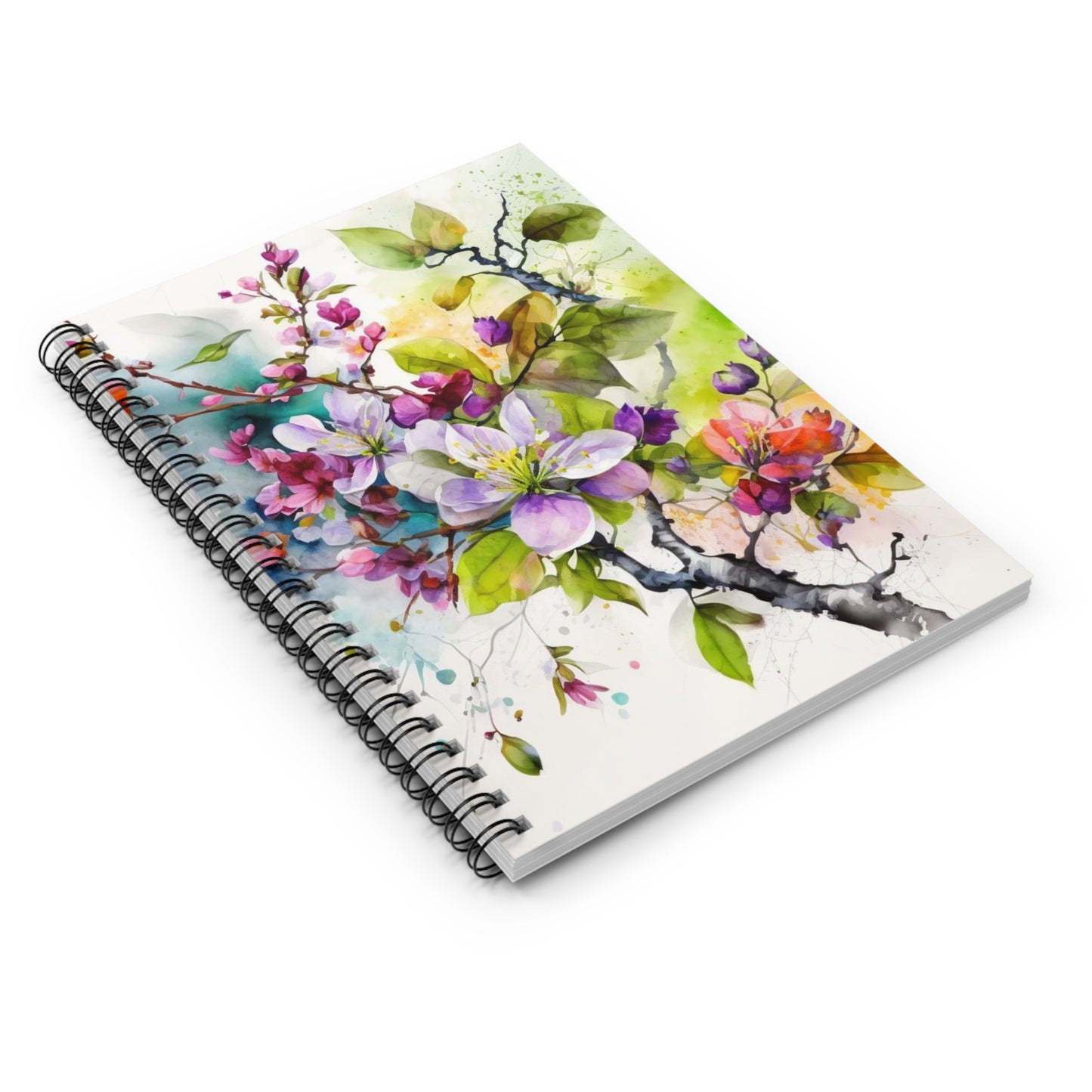 Spiral Notebook - Ruled Line Mother Nature Bright Spring Colors Realistic Watercolor 4