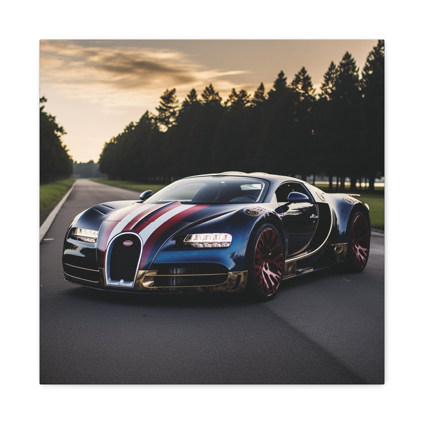 Canvas Gallery Wraps Bugatti Flag American 1