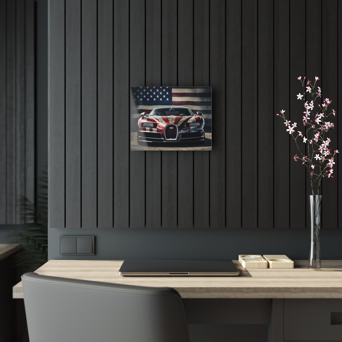 Acrylic Prints American Flag Background Bugatti 3