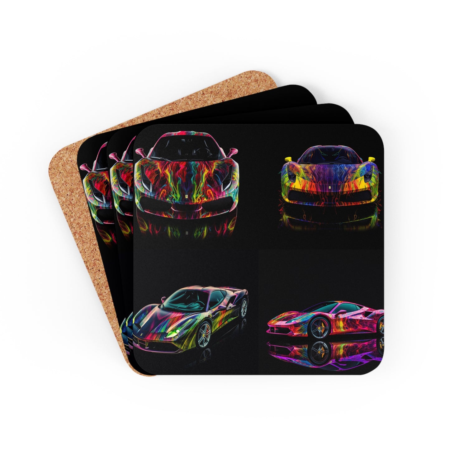 Corkwood Coaster Set Ferrari Color 5