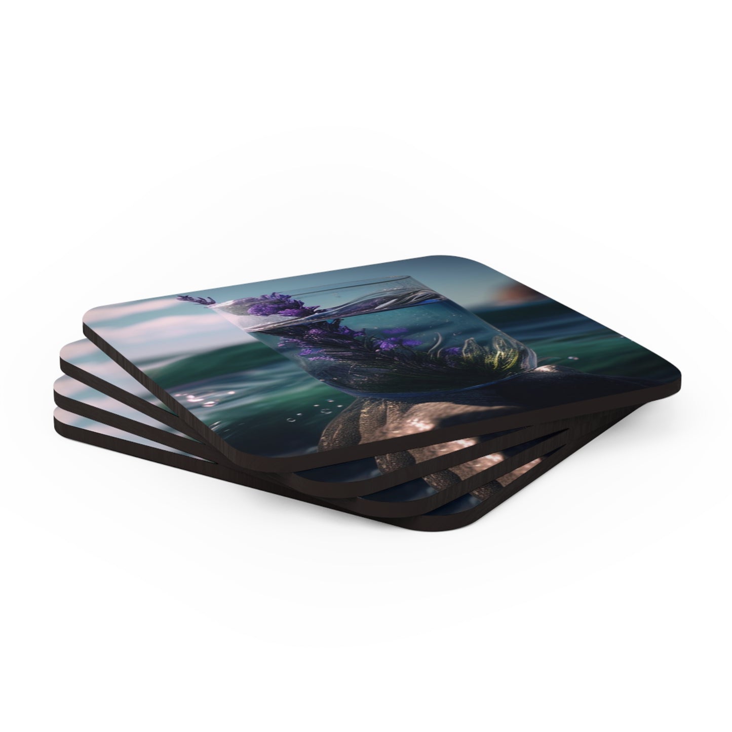 Corkwood Coaster Set Lavender in a vase 2