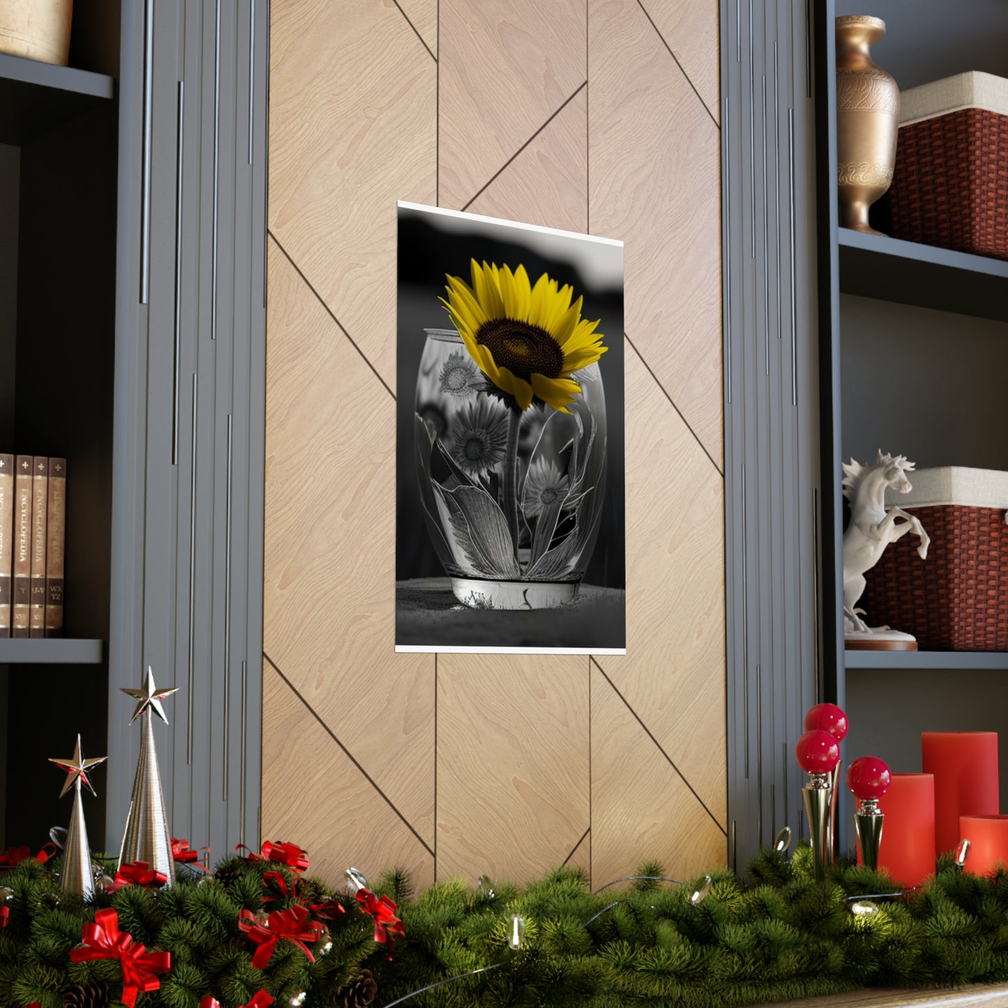 Premium Matte Vertical Posters Yellw Sunflower in a vase 1