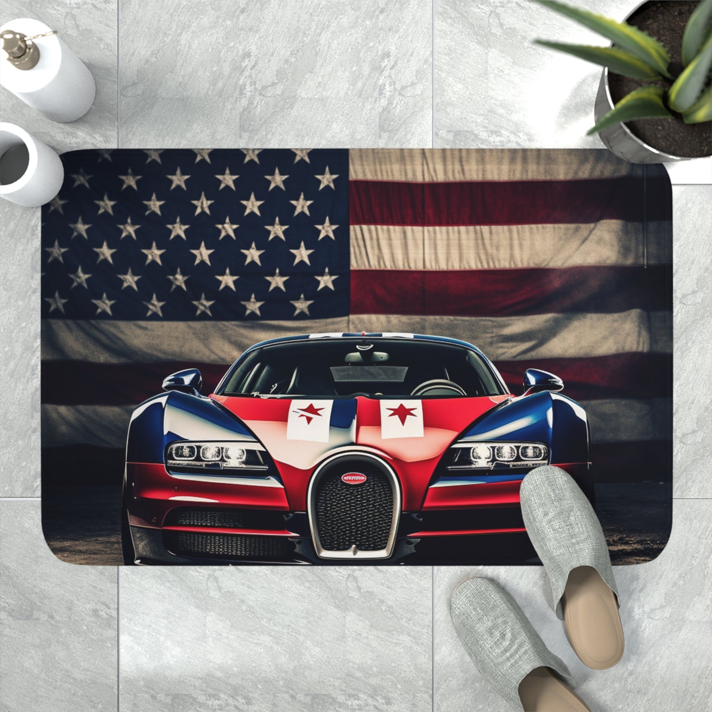 Memory Foam Bath Mat Bugatti American Flag 3