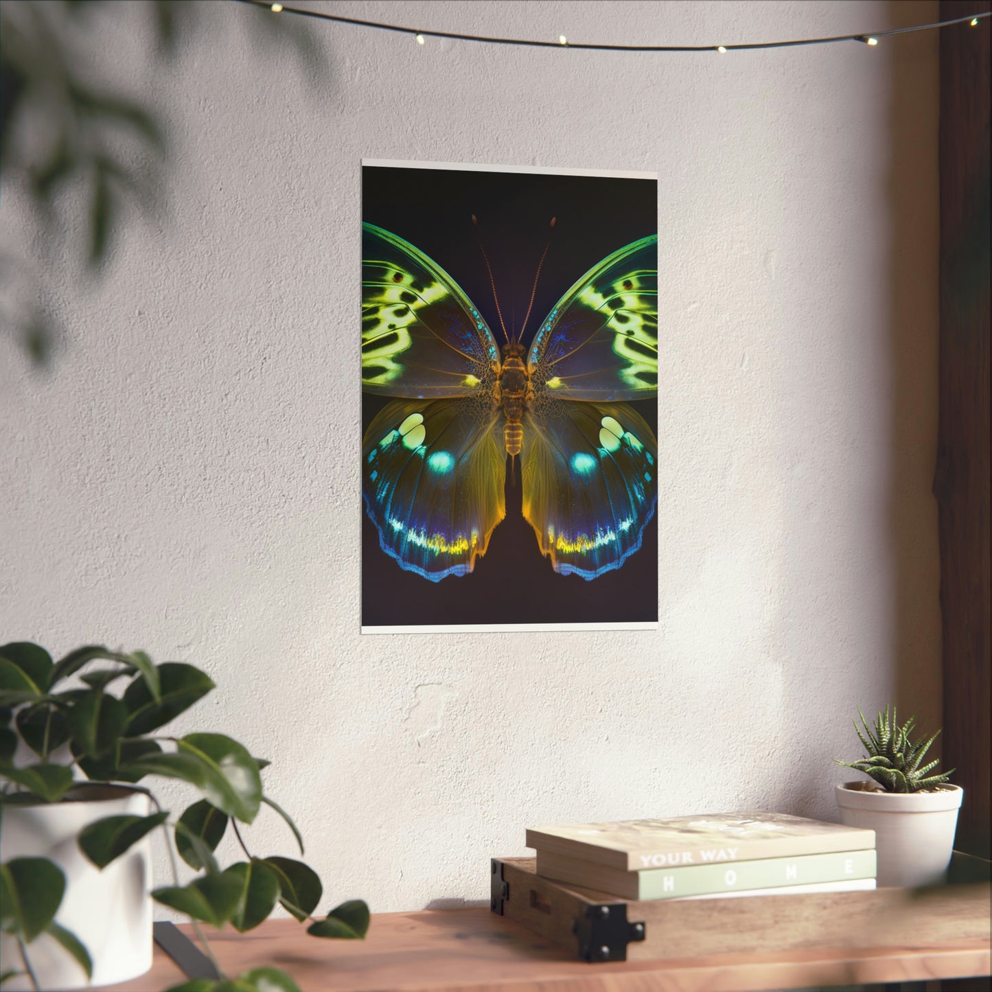 Premium Matte Vertical Posters Neon Hue Butterfly 1