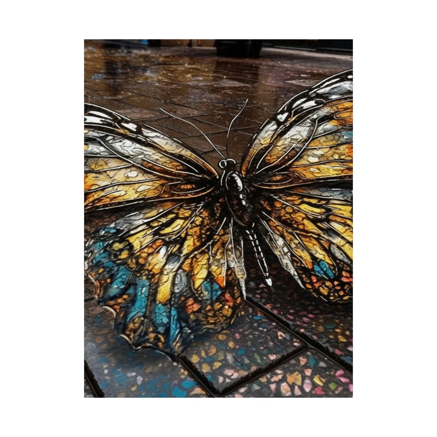 Premium Matte Vertical Posters Water Butterfly Street 1