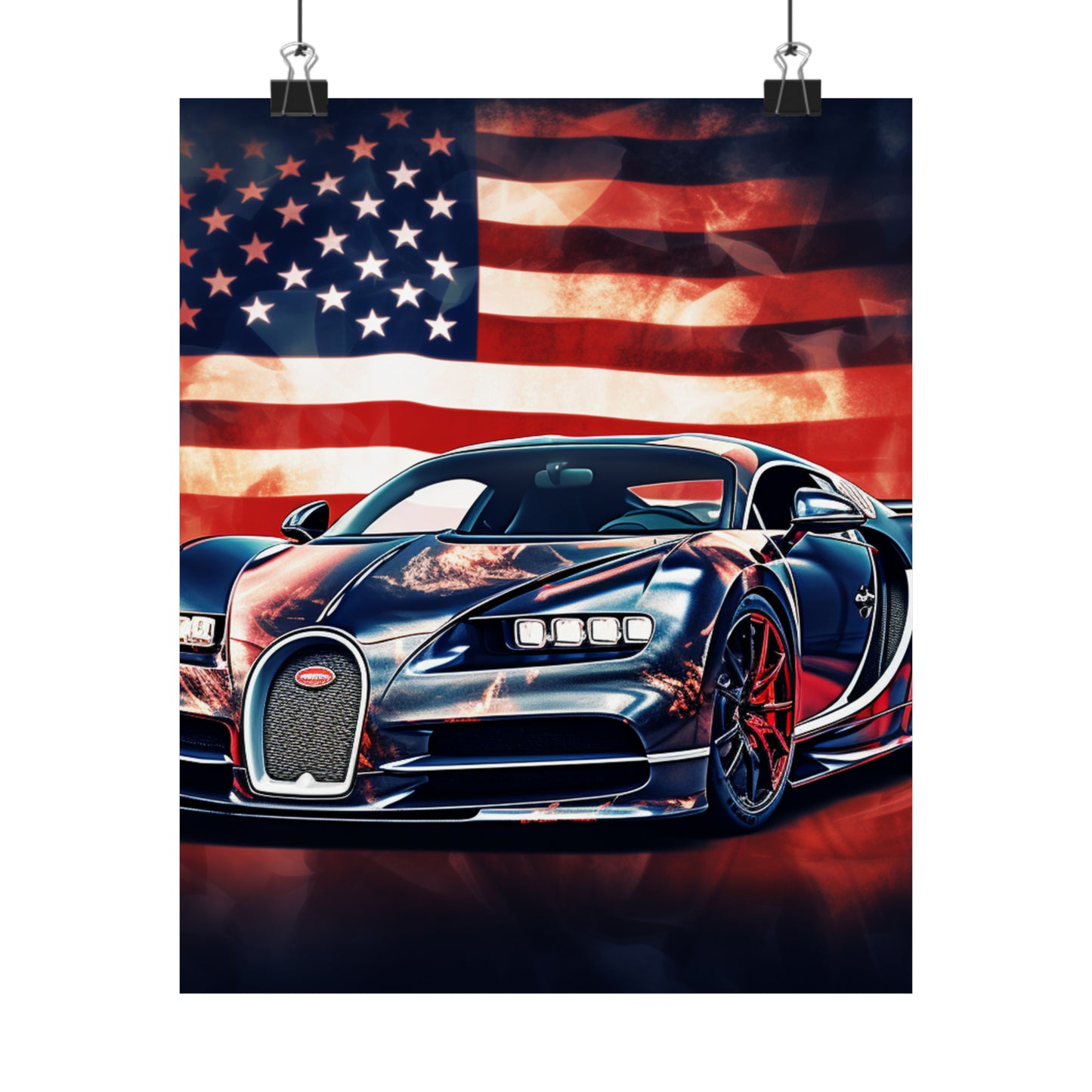 Premium Matte Vertical Posters Abstract American Flag Background Bugatti 4