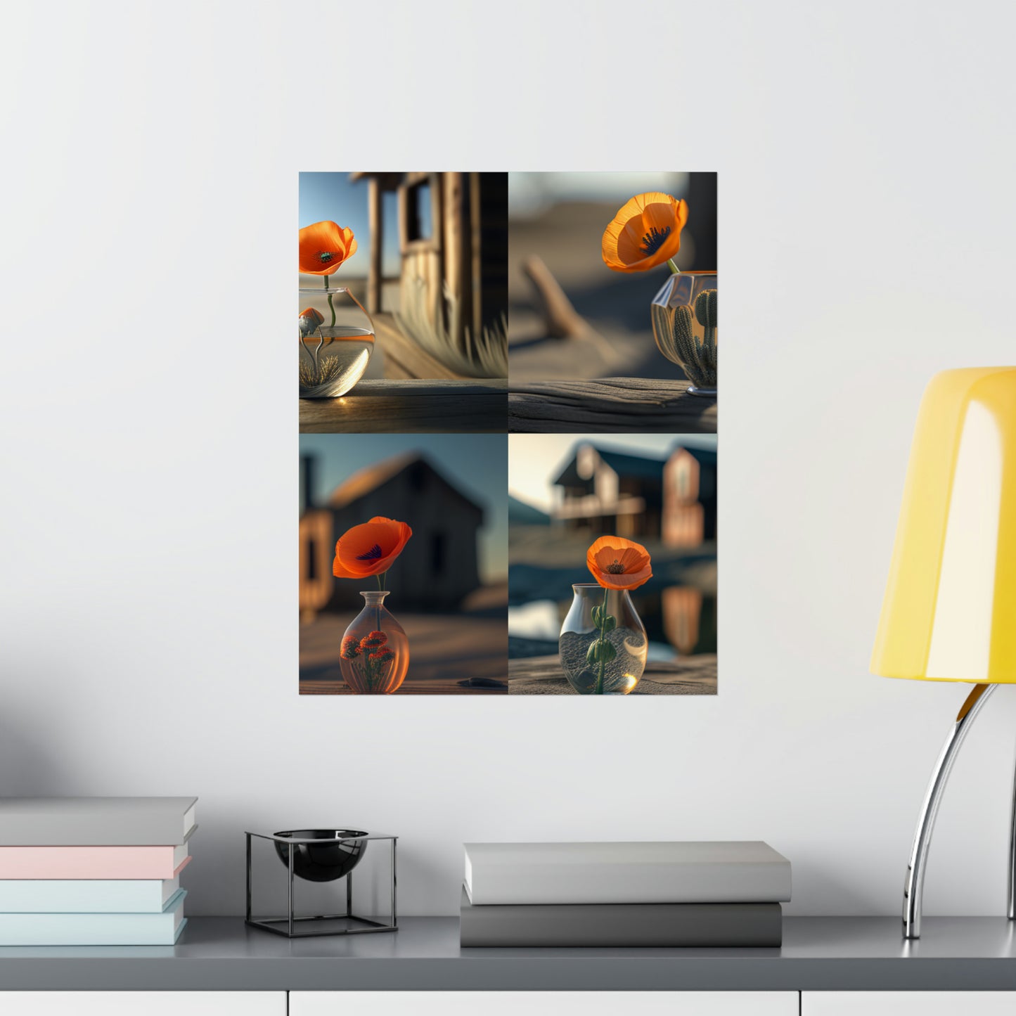 Premium Matte Vertical Posters Orange Poppy in a Vase 5