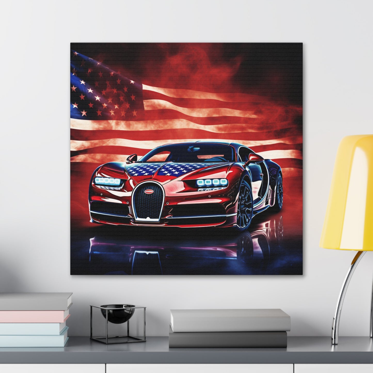 Canvas Gallery Wraps Abstract American Flag Background Bugatti 3