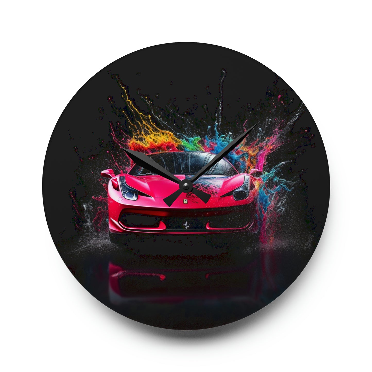 Acrylic Wall Clock Ferrari Water Splash 2