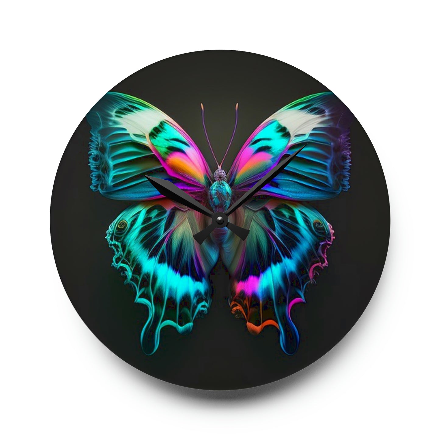 Acrylic Wall Clock Neon Butterfly Fusion 4