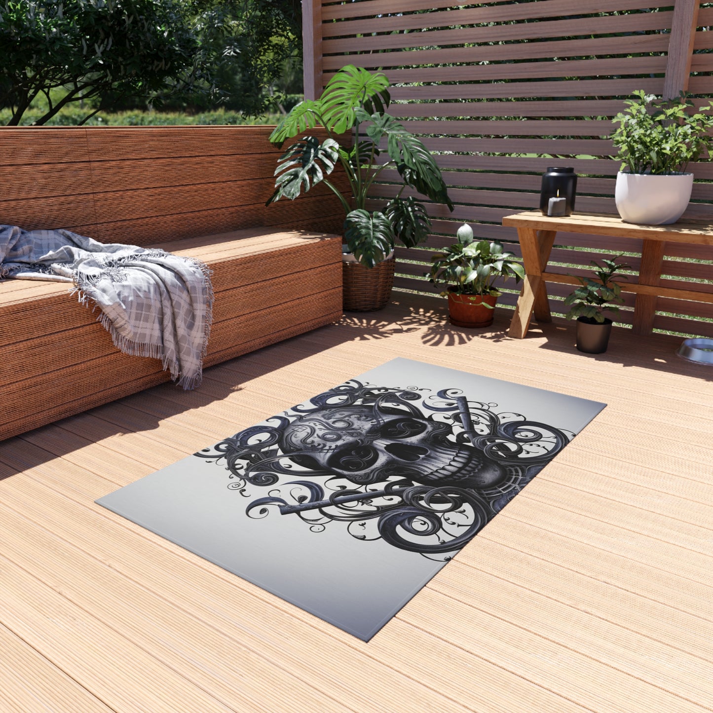 Outdoor Rug  Skull Treble Clef 1