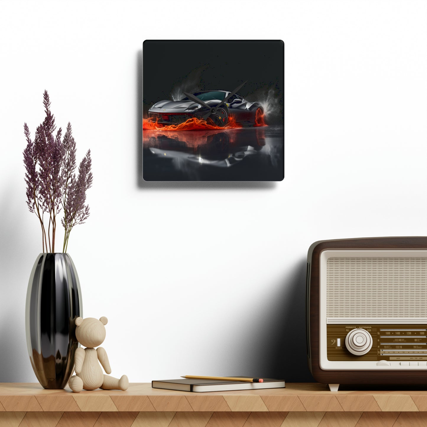 Acrylic Wall Clock Ferrari Water Splash 3