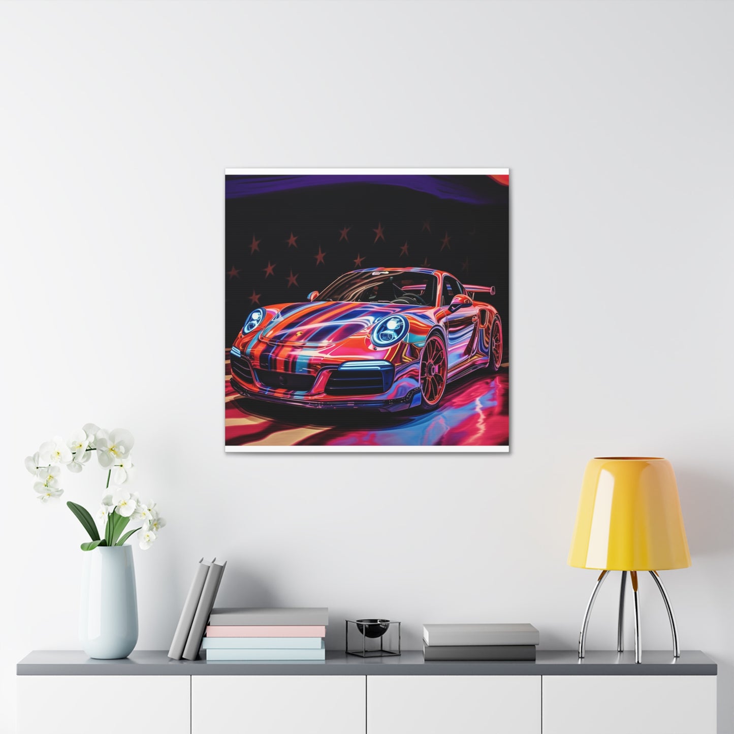 Canvas Gallery Wraps American Flag Colored Porsche 1