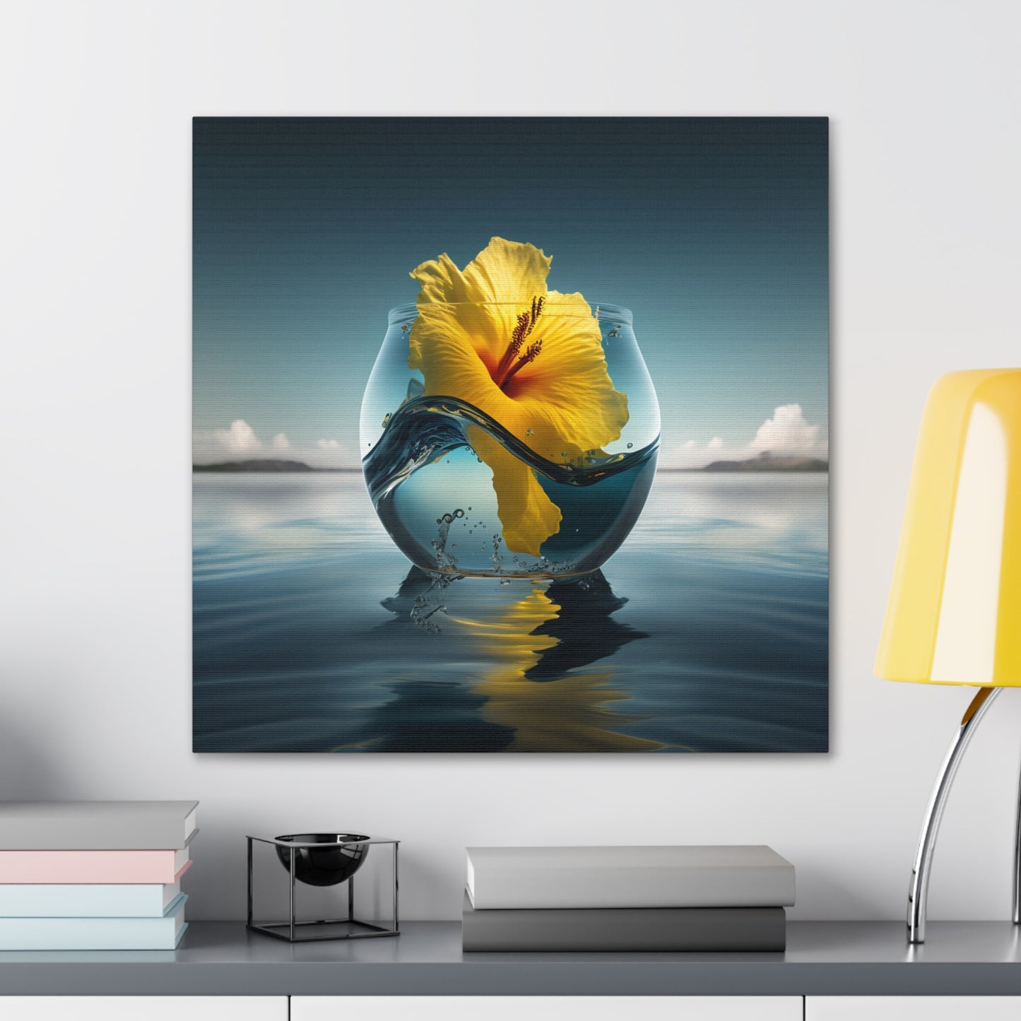 Canvas Gallery Wraps Yellow Hibiscus glass 4