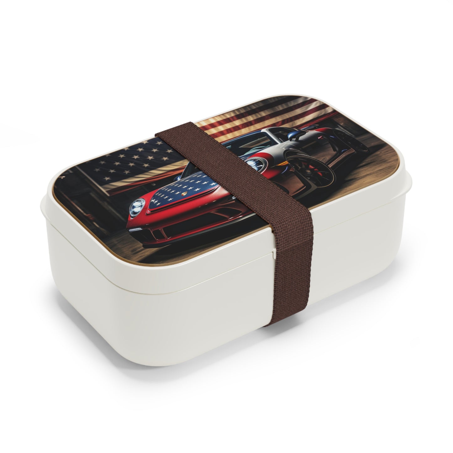Bento Lunch Box American Flag Background Porsche 1