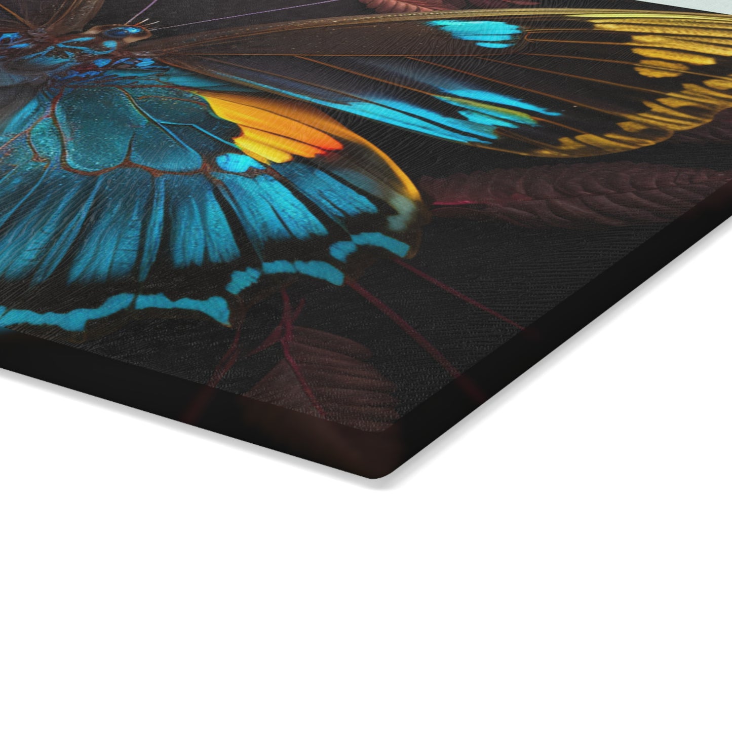 Glass Cutting Board Neon Butterfly Flair 1