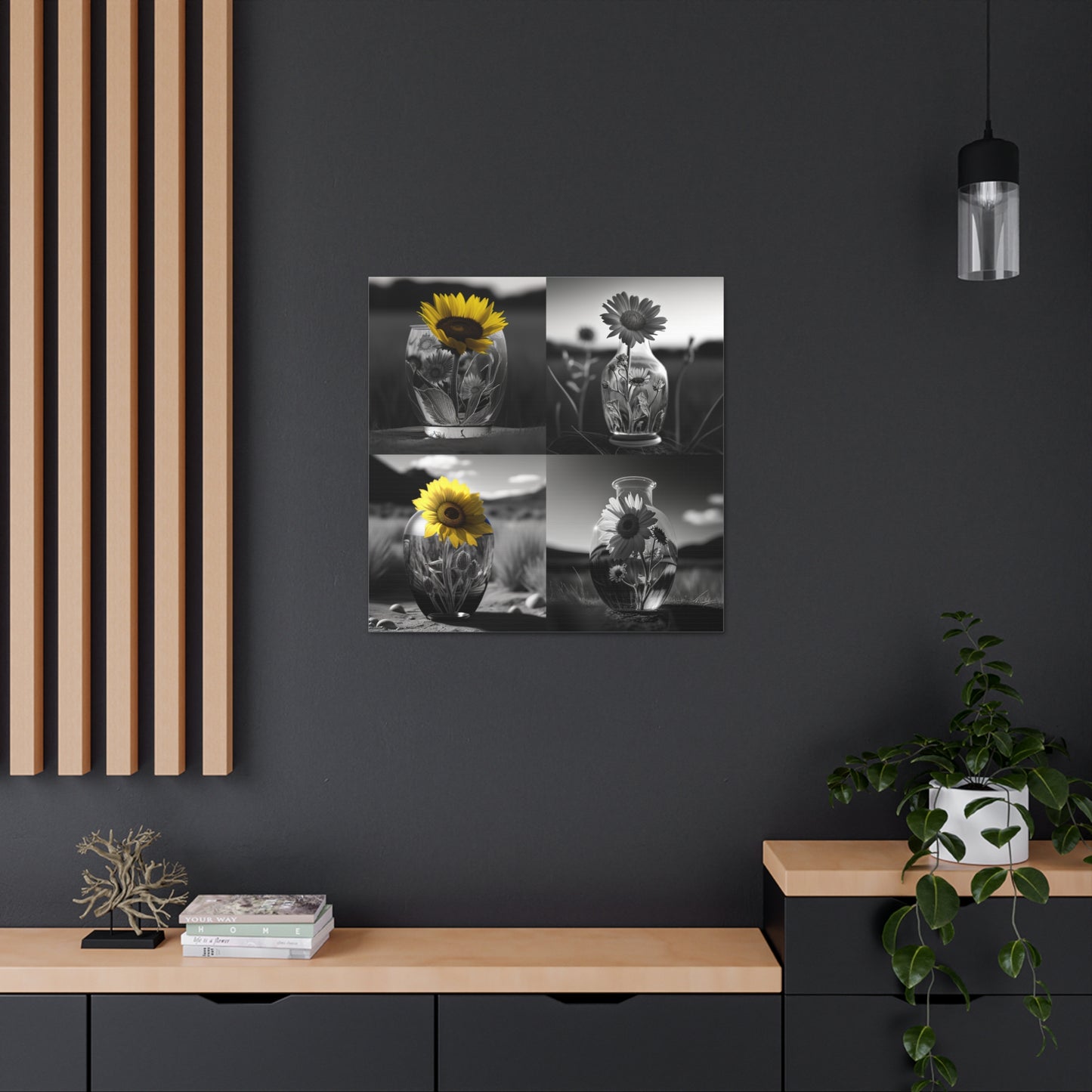 Canvas Gallery Wraps Yellw Sunflower in a vase 5