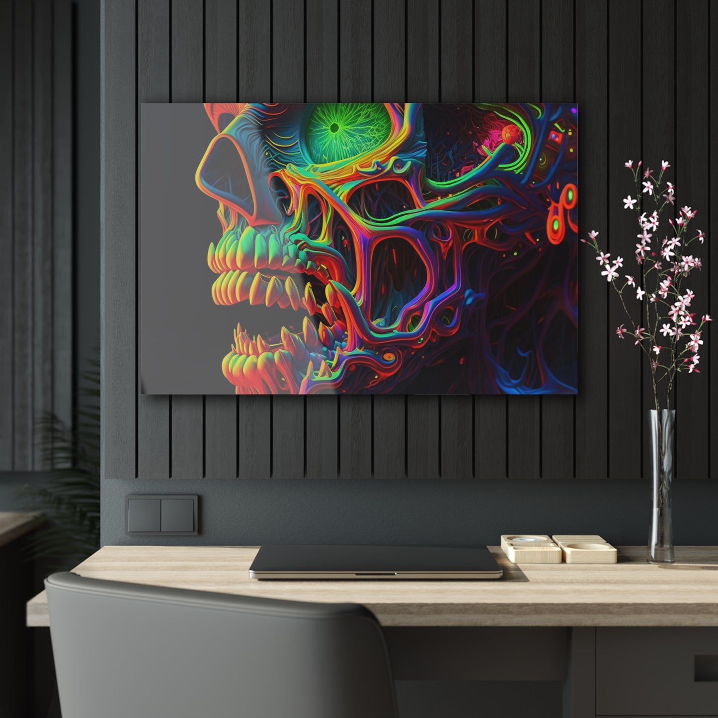 Acrylic Prints Florescent Skull Death 1