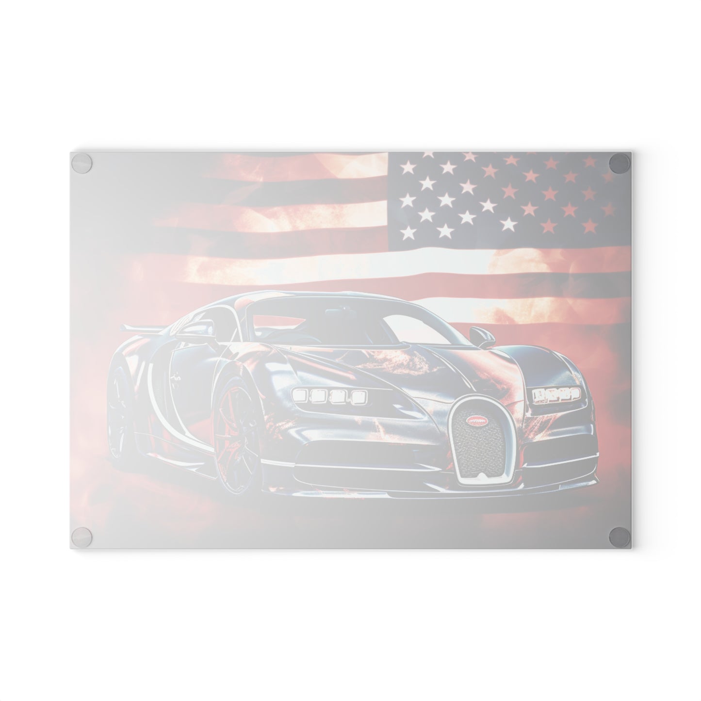 Glass Cutting Board Abstract American Flag Background Bugatti 4