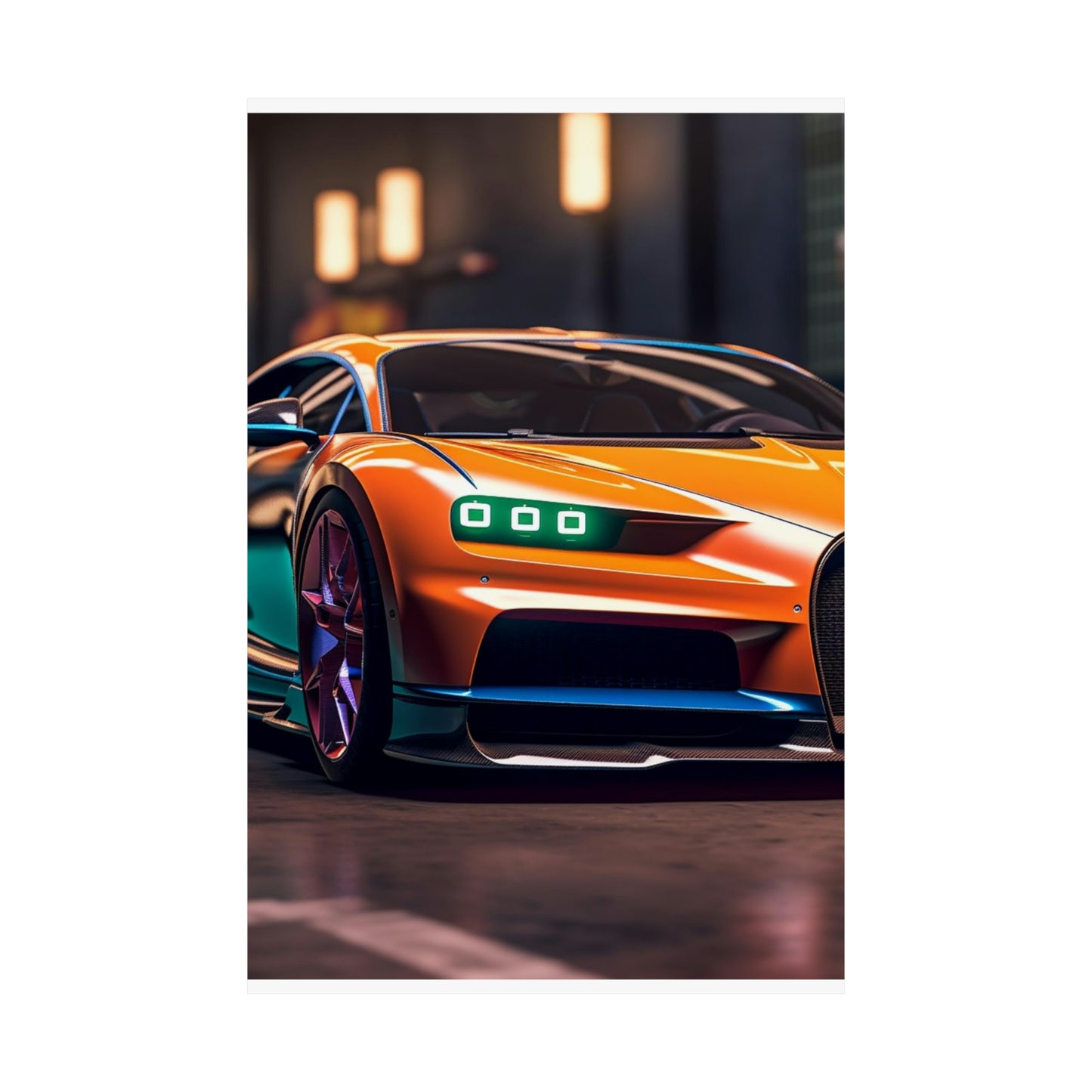 Premium Matte Vertical Posters Hyper Bugatti Neon Chiron 1