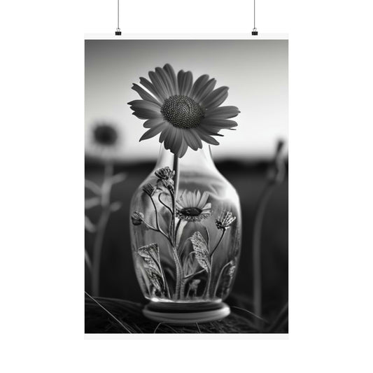 Premium Matte Vertical Posters Yellw Sunflower in a vase 2