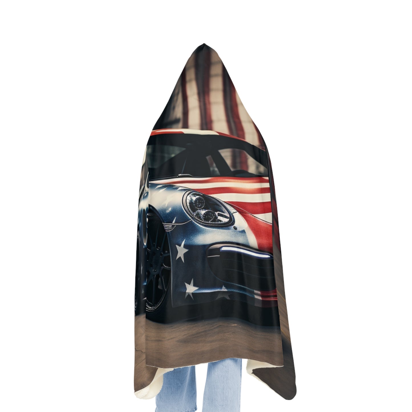 Snuggle Hooded Blanket American Flag Porsche 2