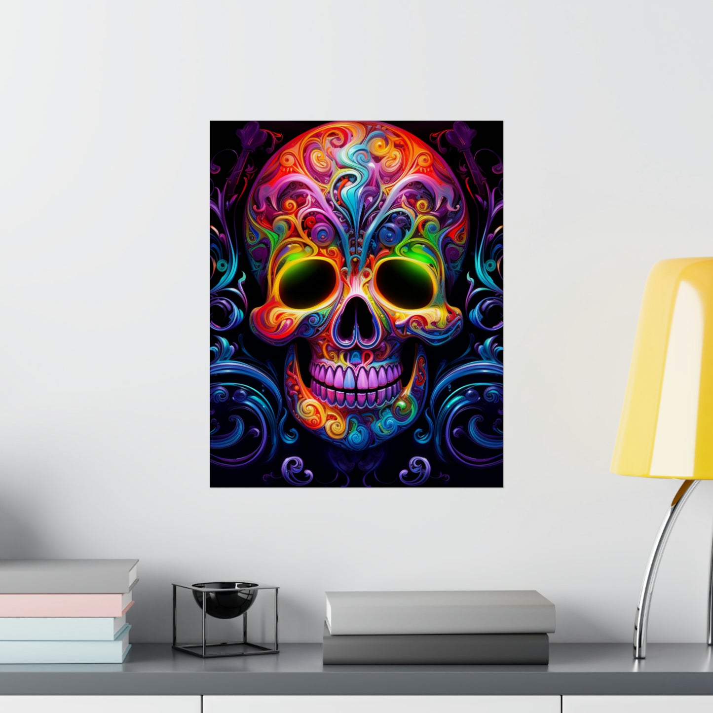 Premium Matte Vertical Posters Macro Skull Color 2