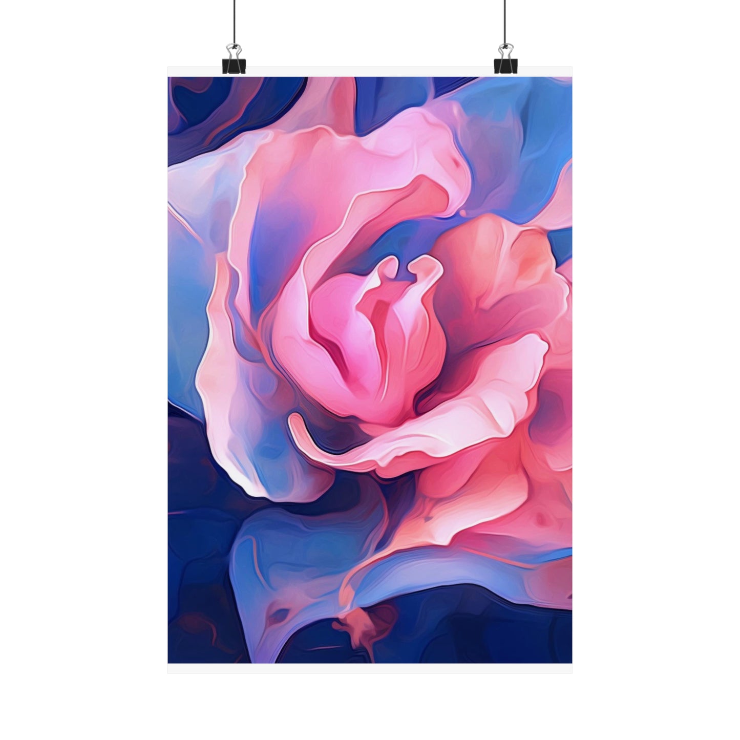 Premium Matte Vertical Posters Pink & Blue Tulip Rose 1