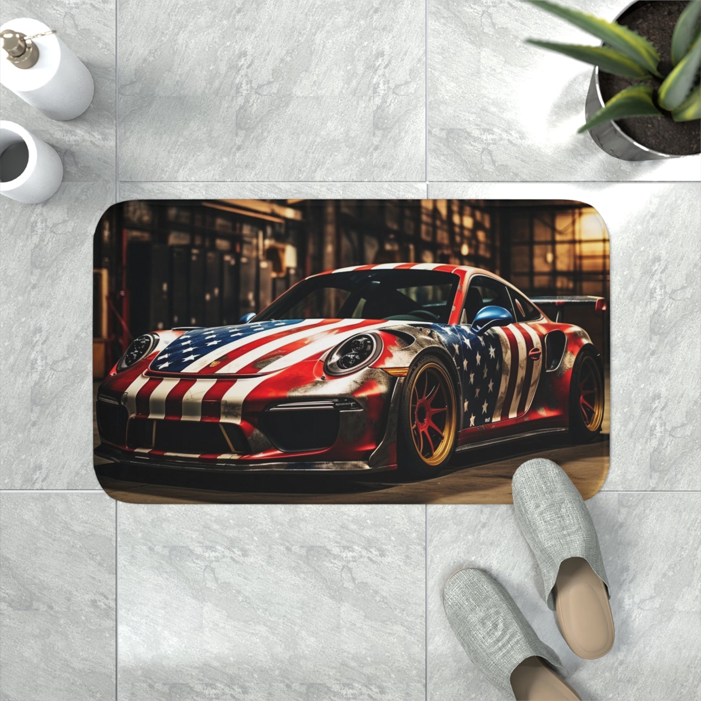 Memory Foam Bath Mat American Flag Porsche 4