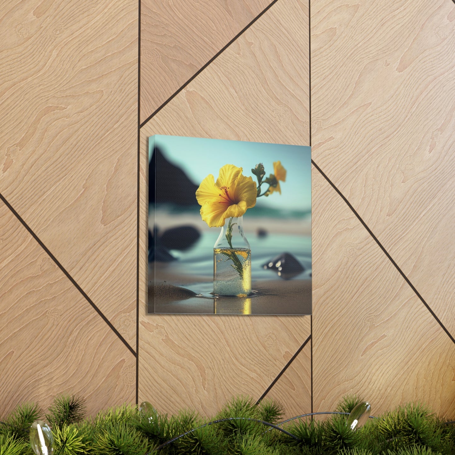 Canvas Gallery Wraps Yellow Hibiscus glass 3