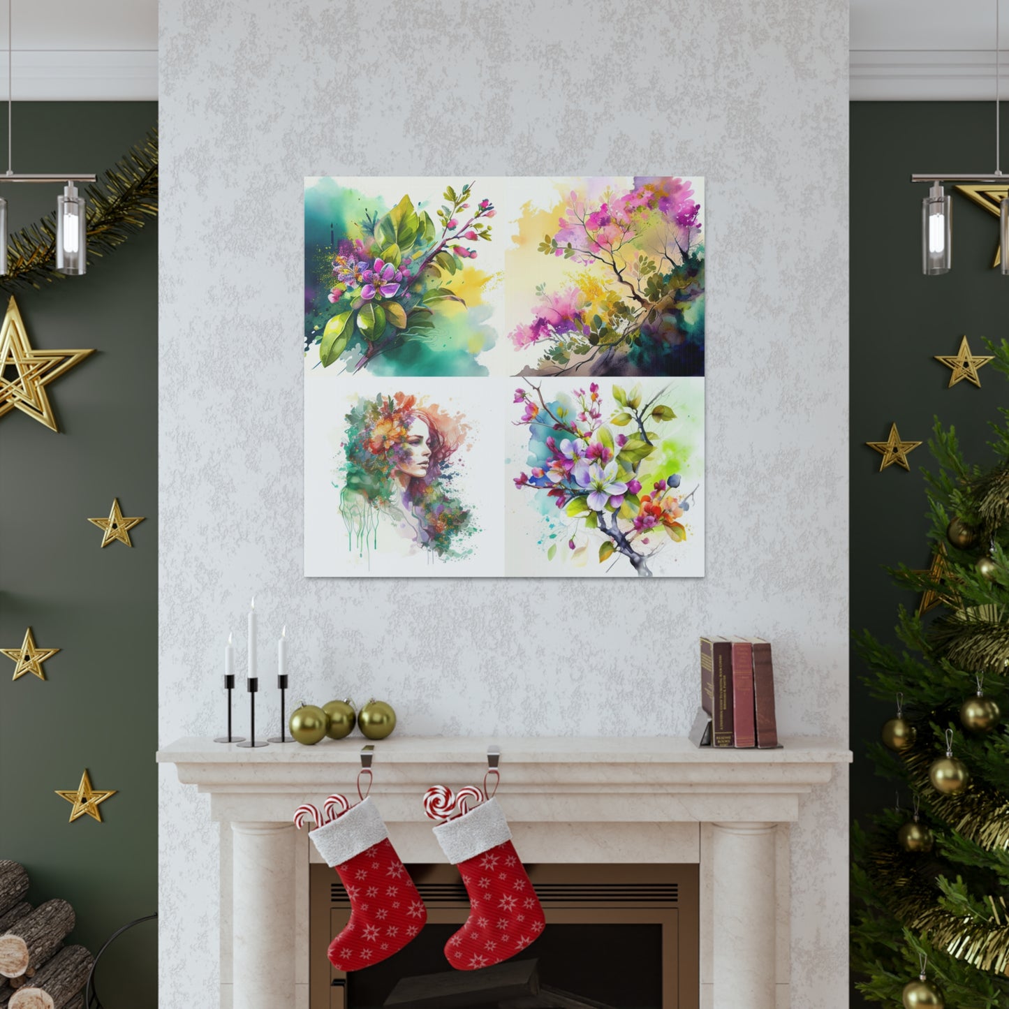 Canvas Gallery Wraps Mother Nature Bright Spring Colors Realistic Watercolor 5