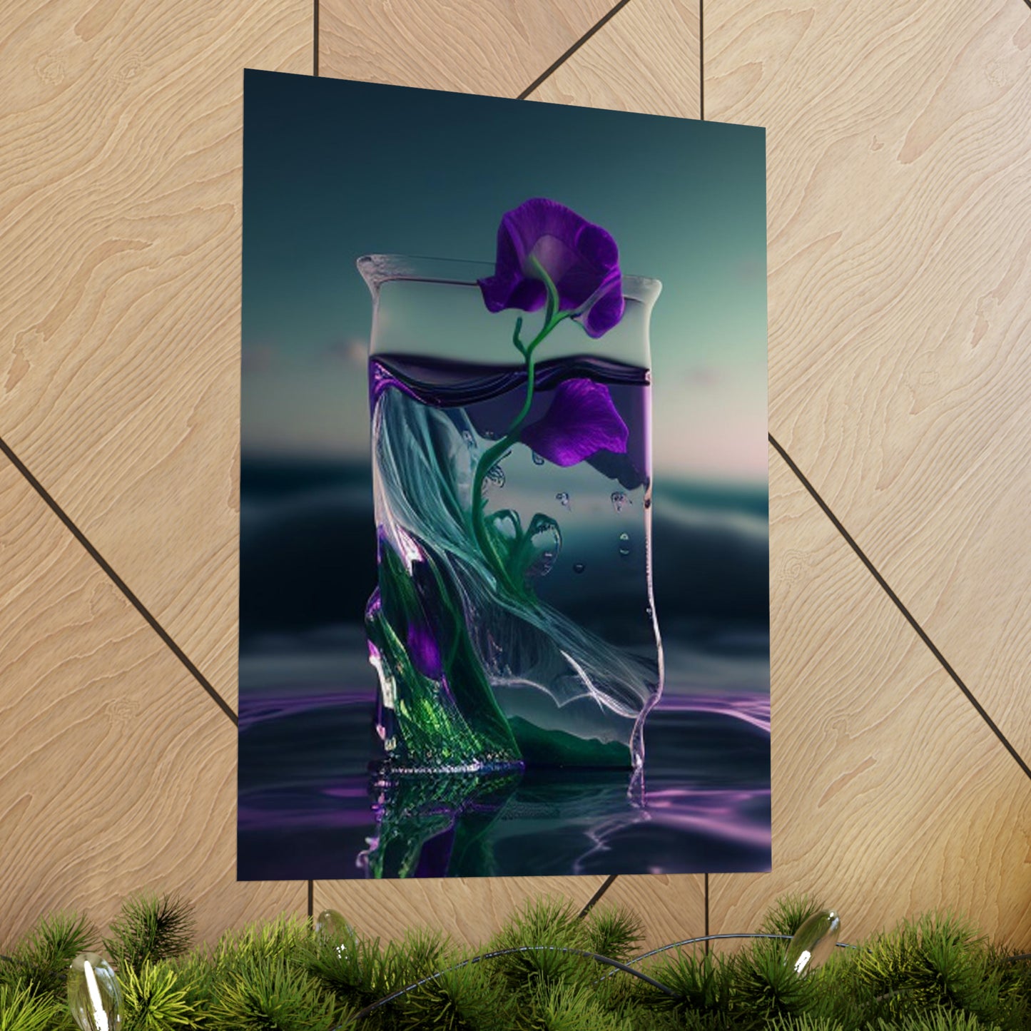 Premium Matte Vertical Posters Purple Sweet pea in a vase 3