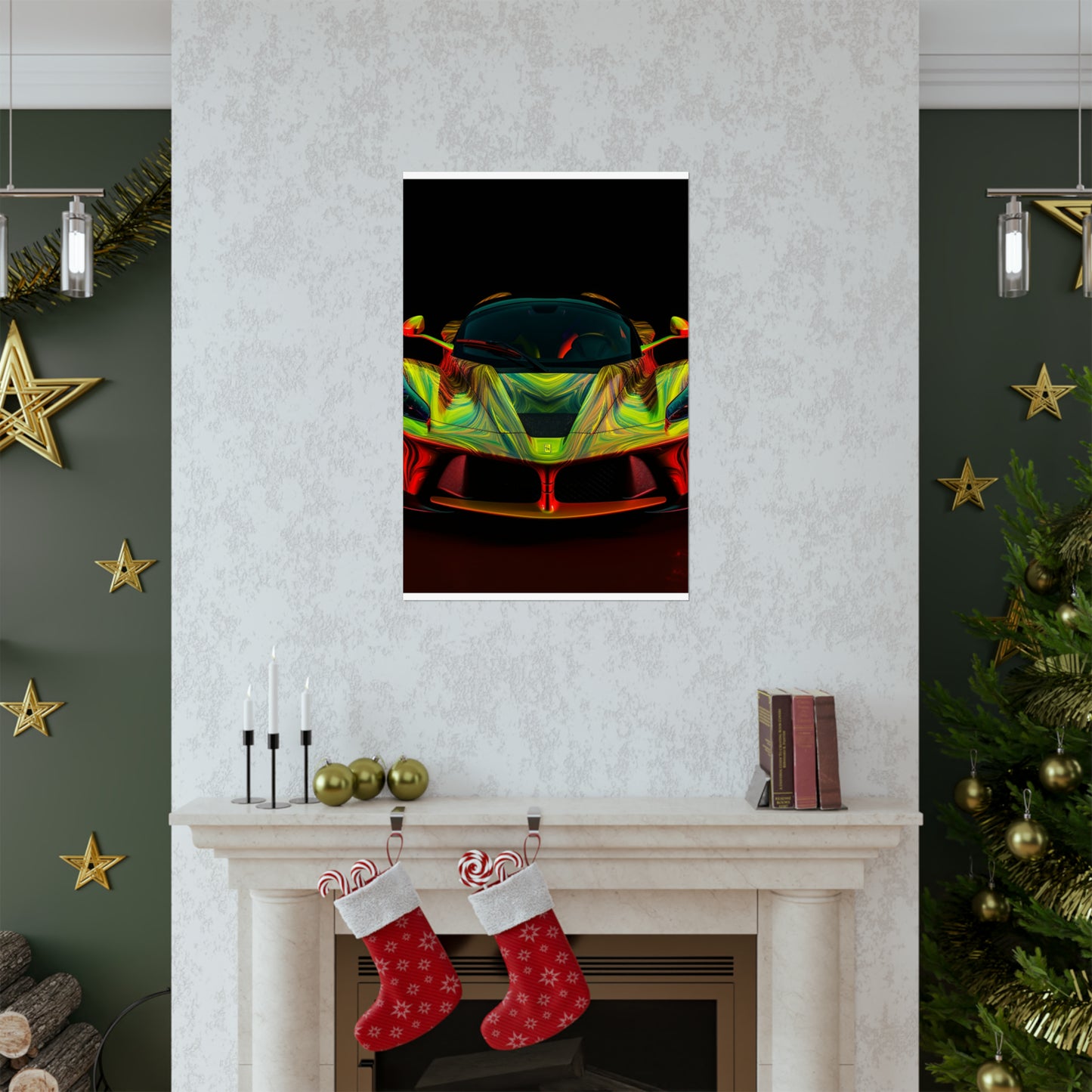 Premium Matte Vertical Posters Ferrari Neon 1