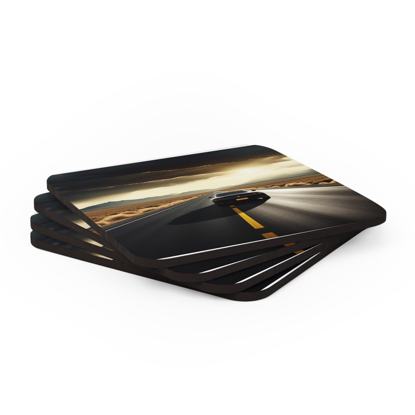 Corkwood Coaster Set Ferrari Road 1