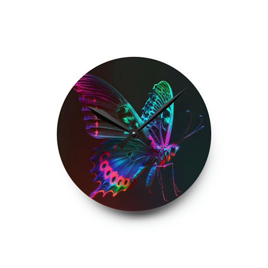 Acrylic Wall Clock Raw Hyper Color Butterfly 1