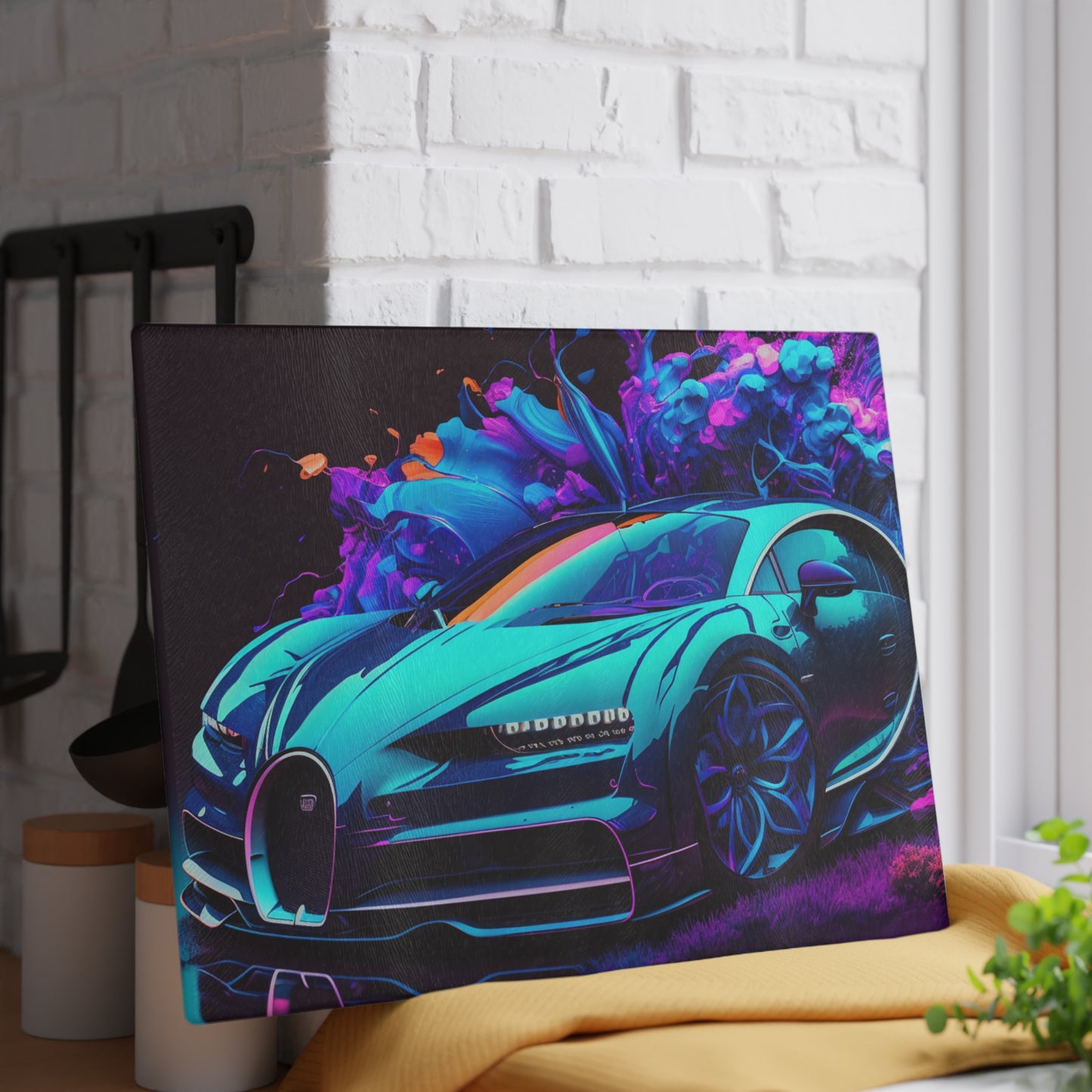 Glass Cutting Board Bugatti Neon Chiron 3