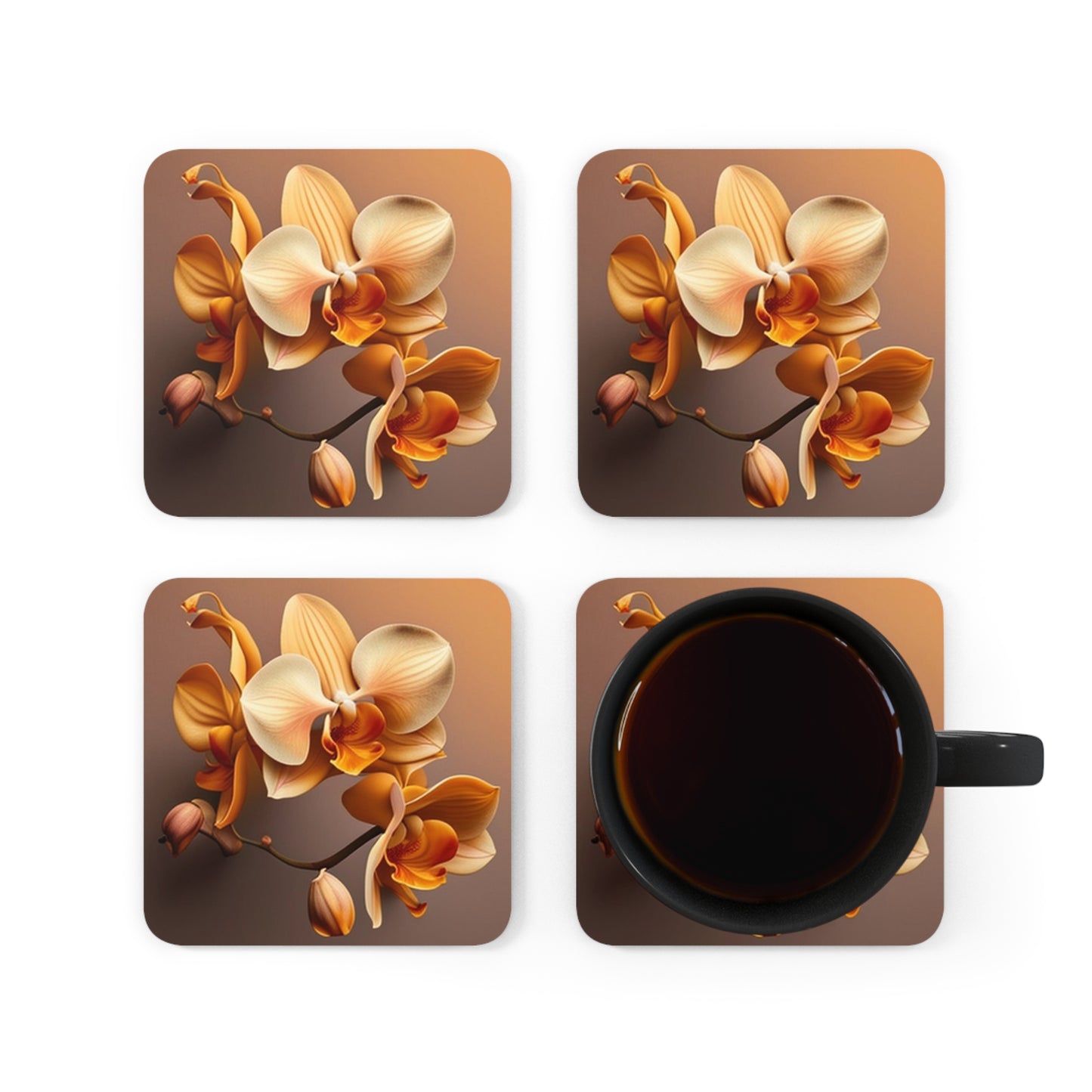 Corkwood Coaster Set orchid pedals 2