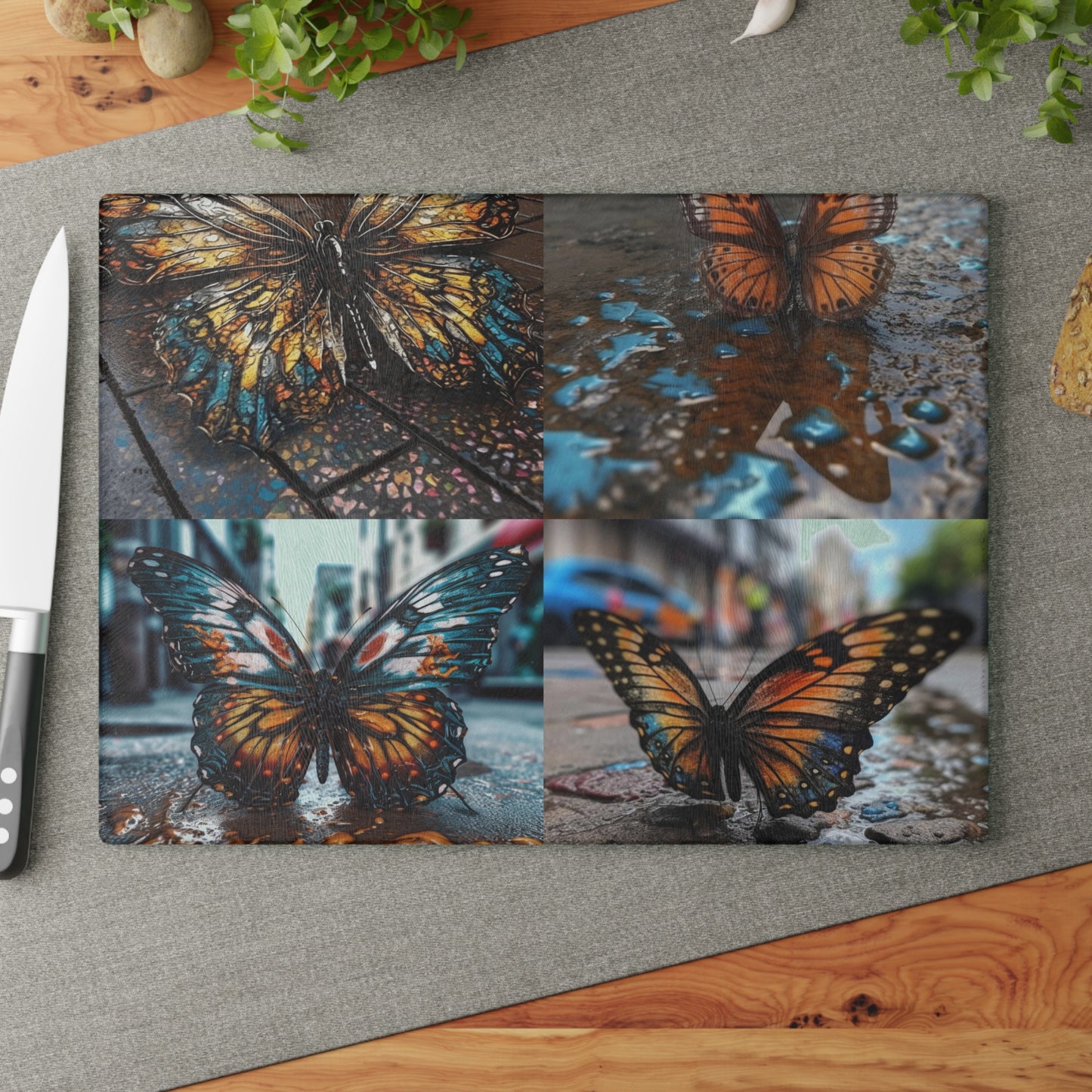 Glass Cutting Board Water Butterfly Street 5