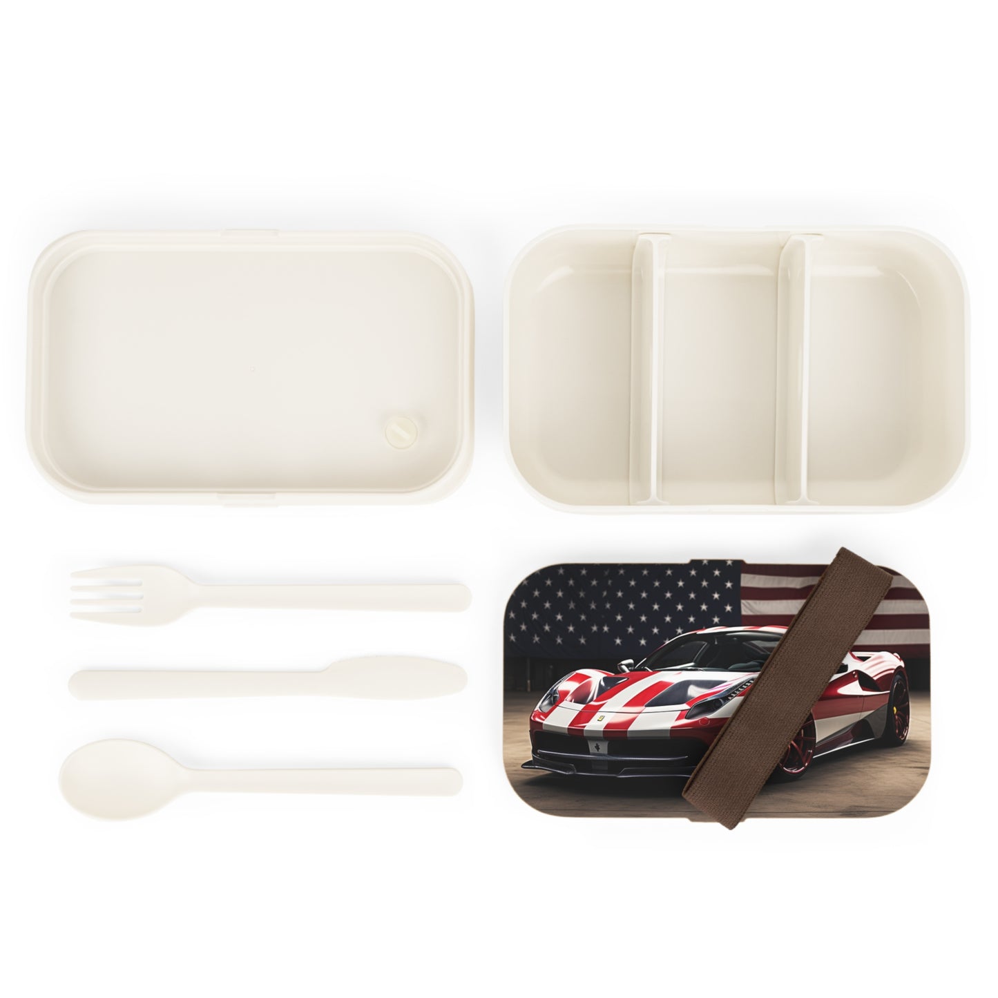 Bento Lunch Box American Flag Background Ferrari 2