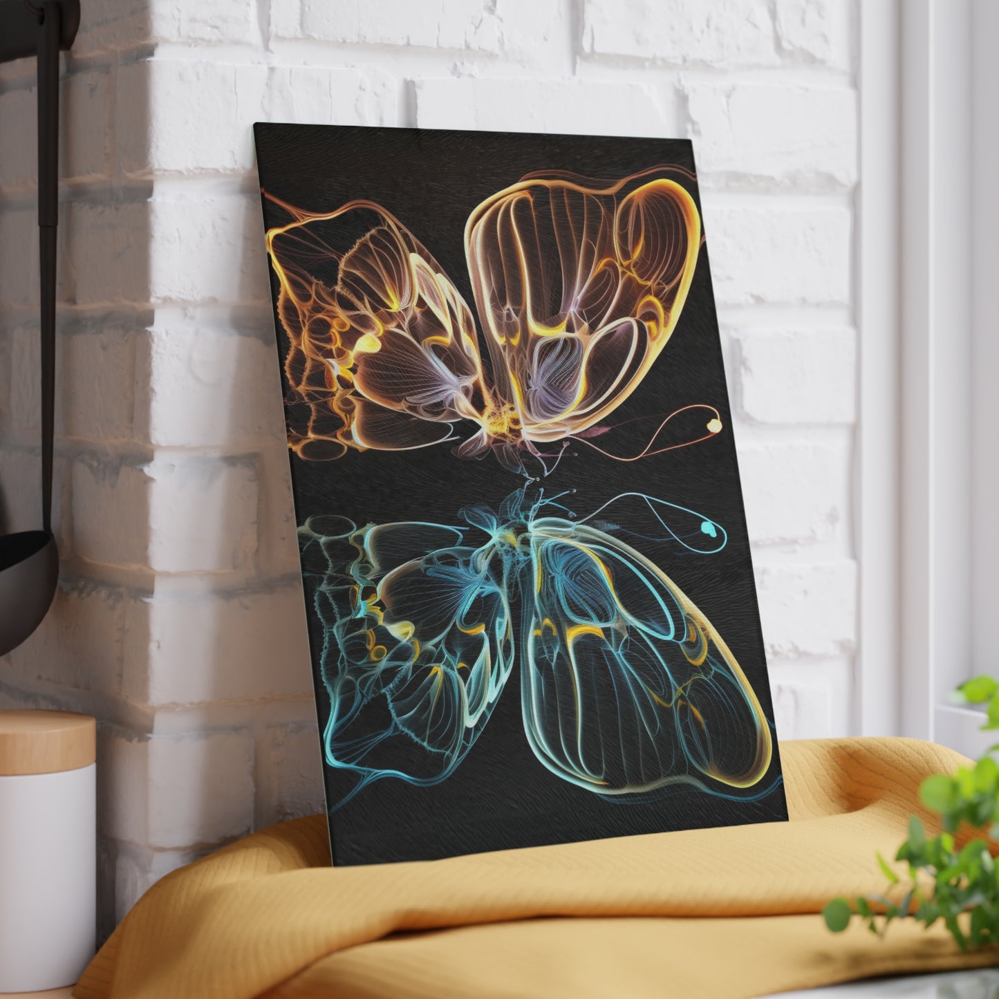 Glass Cutting Board Neon Glo Butterfly 3