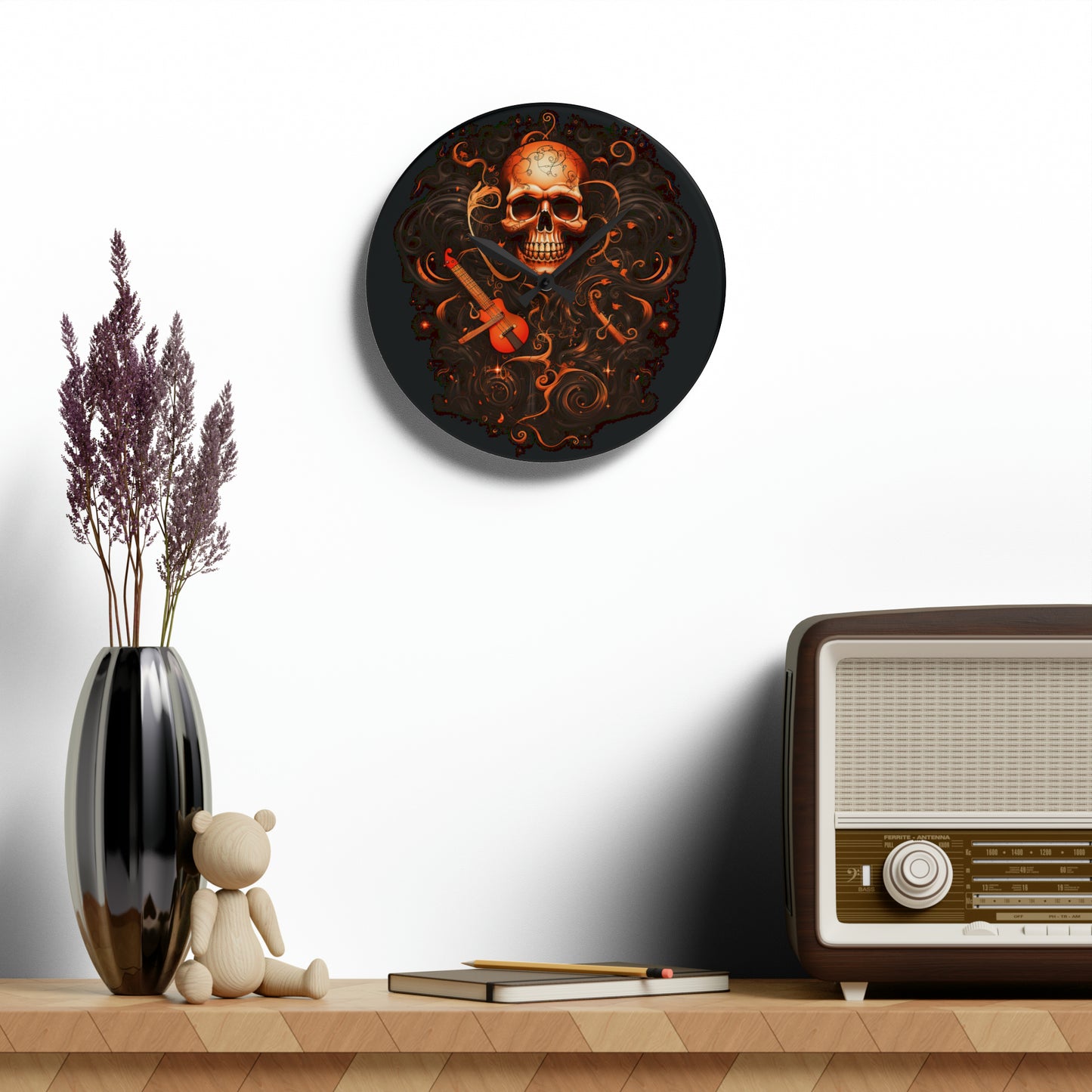 Acrylic Wall Clock Skull Treble Clef 4