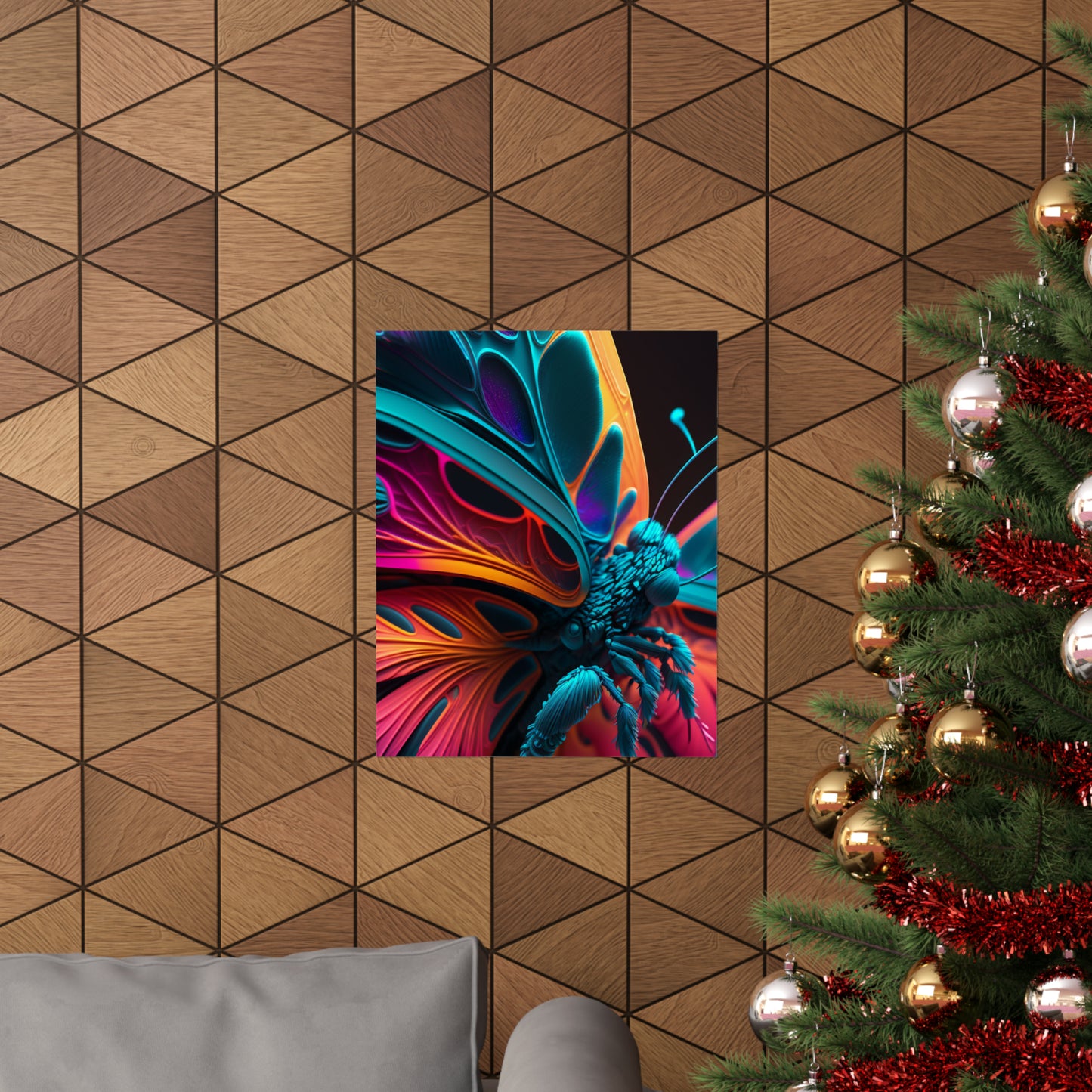 Premium Matte Vertical Posters Neon Butterfly Macro 4