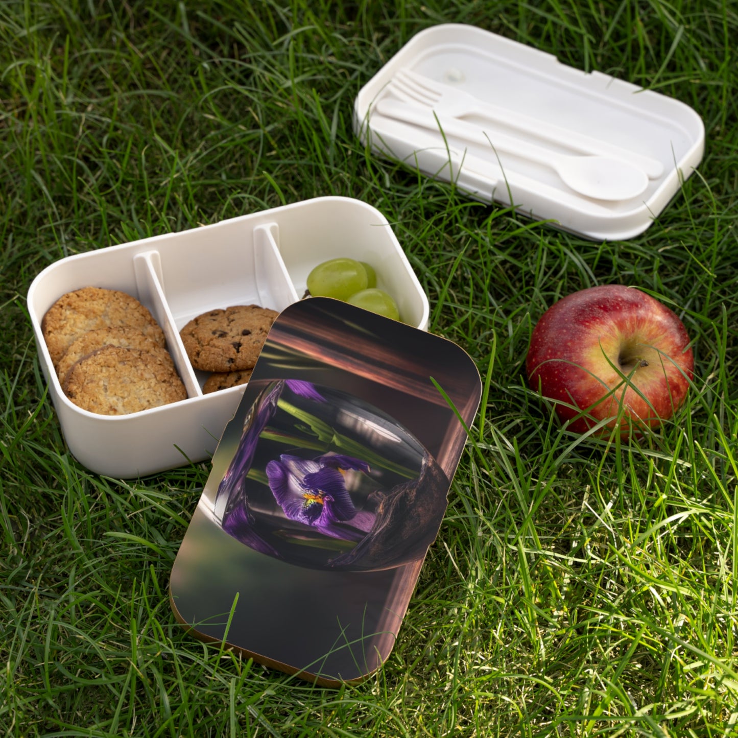 Bento Lunch Box Purple Iris in a vase 4