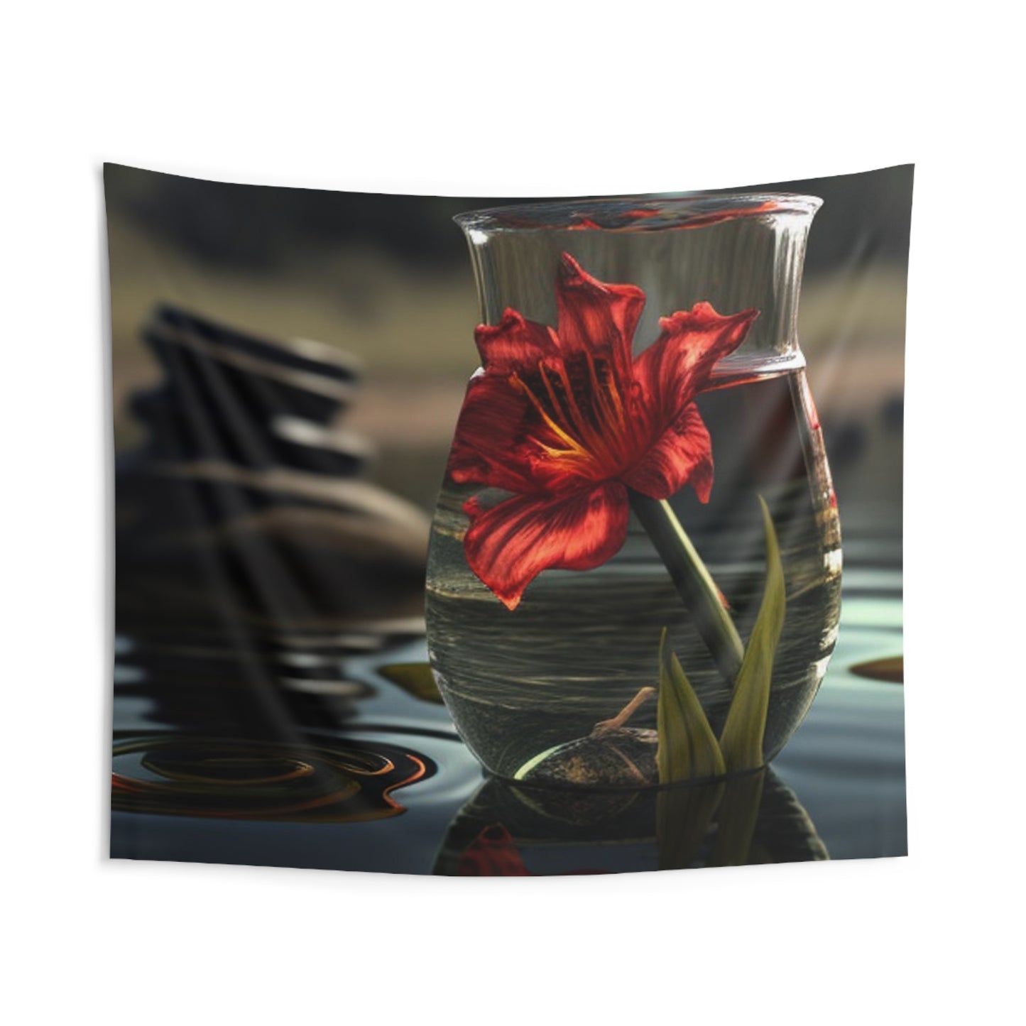 Indoor Wall Tapestries Red Lily in a Glass vase 4