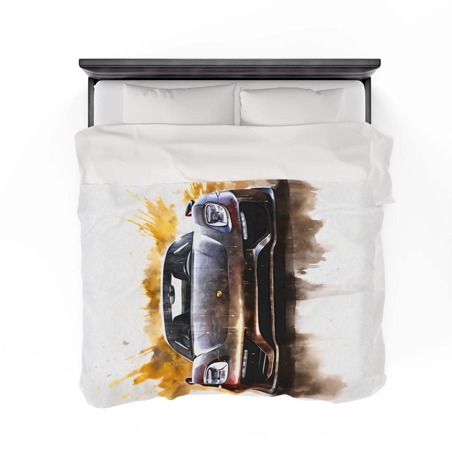 Velveteen Plush Blanket 918 Spyder white background driving fast with water splashing 1