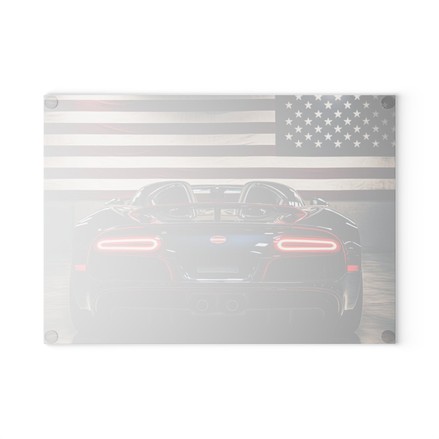 Glass Cutting Board American Flag Background Bugatti 4