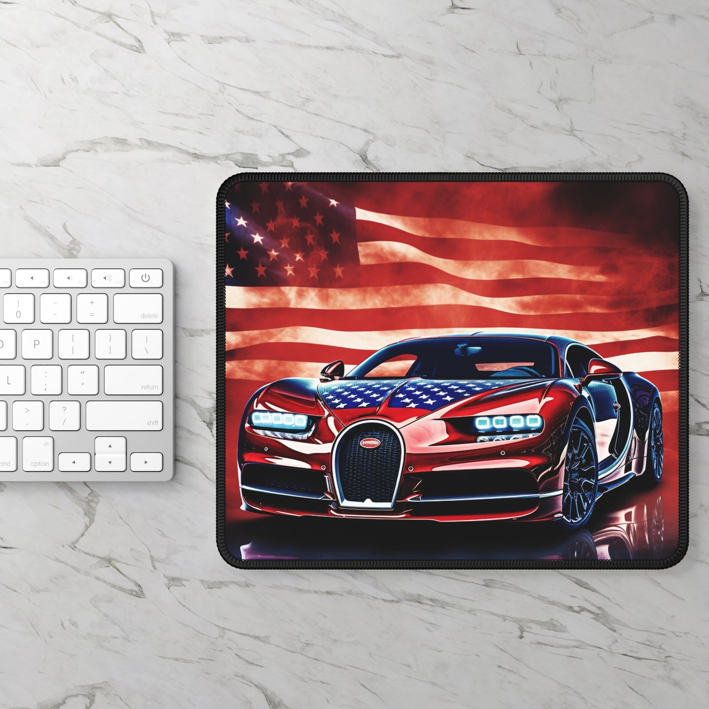 Gaming Mouse Pad  Abstract American Flag Background Bugatti 3