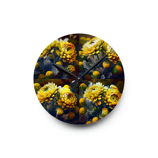 Acrylic Wall Clock Yellow Hermosas Flores Amarillas 5